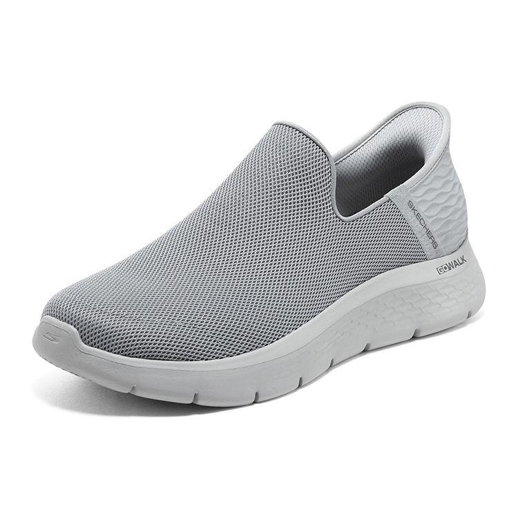 Skechers Go Walk Flex Slip-On Технология Сетчатый Материал Круглый Носок Низкие По Котлу Повседневная Обувь Мужские кроссовки Серый Белый 216491-LTGY