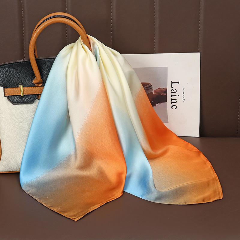 Роскошный атласный шелковый квадратный шарф с принтом для женщин, шаль, хиджаб, шейный платок, женская лента для волос, повязка на голову, модная бандана, новинка