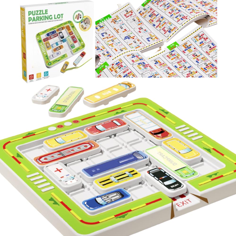 Ms.0 Magnetic Car Puzzle, Escape Game, Slide Puzzle, Educational Toy, Magnetic Toy, Brain Training (750 Questions, 22 Cars) [Used]