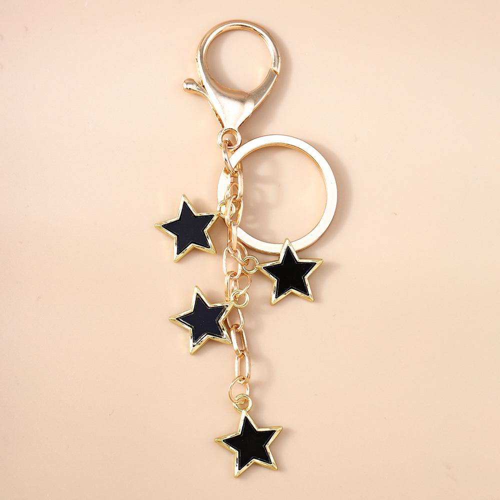 Cute Enamel Crystal Star Keychain Women Girls Key Ring Pendants for Handbag Decor DIY Handmade Jewelry Key Chain Gifts