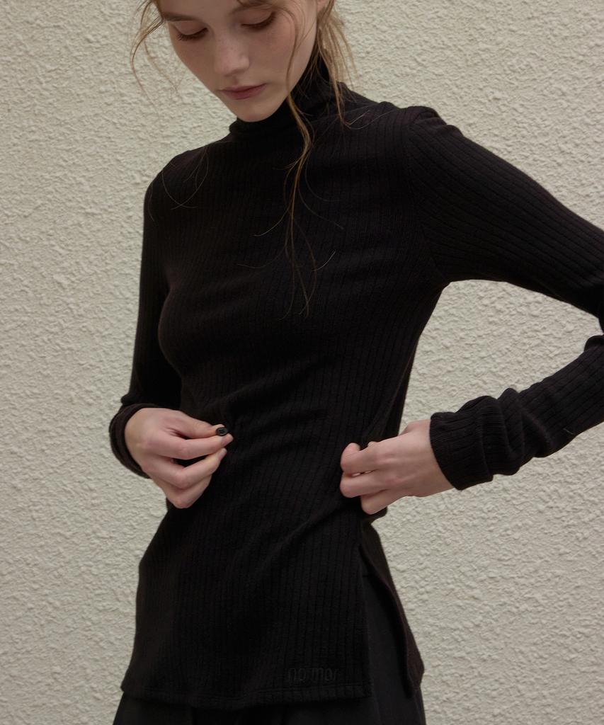 NORMOR Draping High Neck Knit Black
