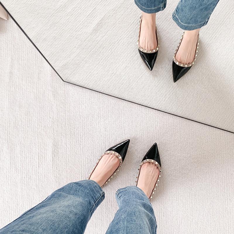 HL04 балетки женственность хай-энд французская мода ива телесный серый не устают ноги острый носок скрытая платформа одинарная обувь