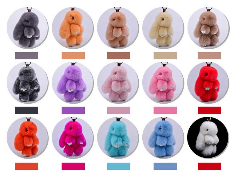 Брелок-помпон из меха кролика рекс - Милый плюшевый кролик-подвеска и шарм для сумки