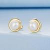 BAMOER 925 Sterling Silver Pearl Stud Earrings Freshwater Pearl For Women Grace Evening Accessories Plated Gold  Fine Jewelry