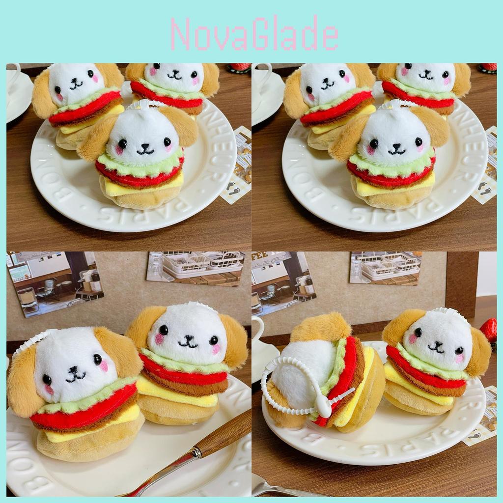 Hamburger Dog Plush Keychain With Pp Cotton Filling For Gift And Bag Decoration