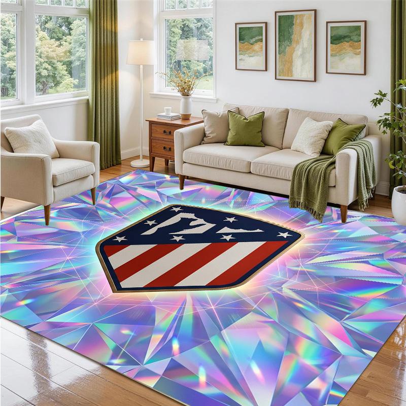 Atletico Madrid Design Crystal Velvet Rug Soft Decorative Mat for Bedroom Entrance