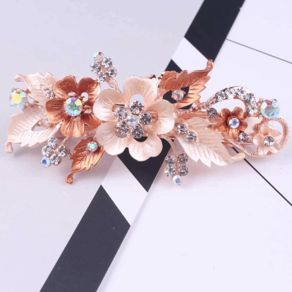 Oil Drip Design Zinc Zinc Alloy Hair Clip Floating Rhinestone Women's Headwear Floral Spring Clip Party