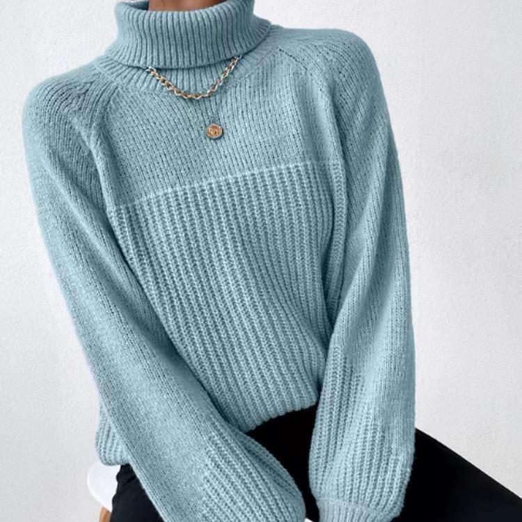 2026 Autumn/Winter Women's European American Simple Lapel Raglan Sleeve Pullover Knit Sweater