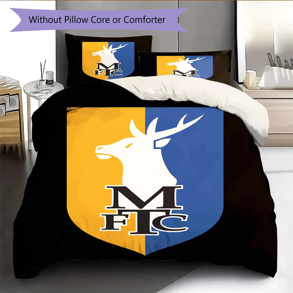 Mansfield Town FC Pattern Bedding Home Decoration Birthday Gift (1 * duvet cover + 2 * pillowcase, without core)