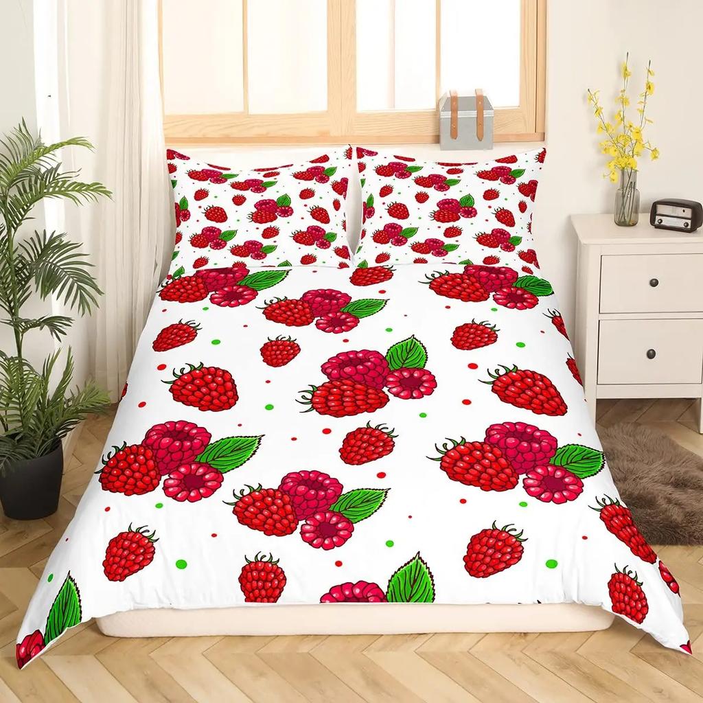 Комплект постельного белья Sweet Strawberry, пододеяльник для детей, подростков, покрывало для спальни, розовое одеяло, 3 шт., полный размер