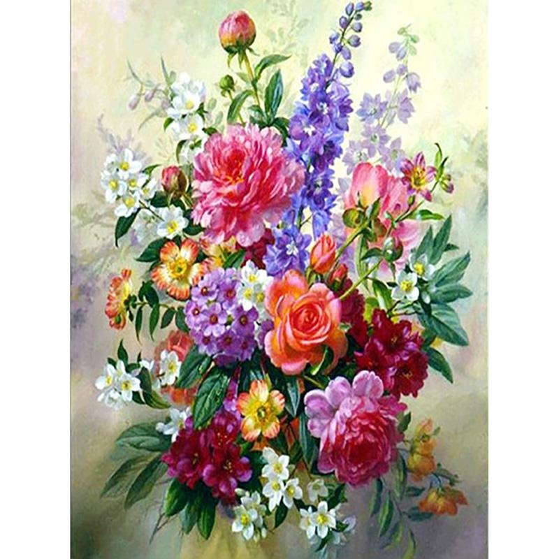 DIY 5D алмазная живопись ваза для цветов вышивка крестиком полная круглая Алмазная вышивка мозаика Цветочная картина из страз Декор подарок