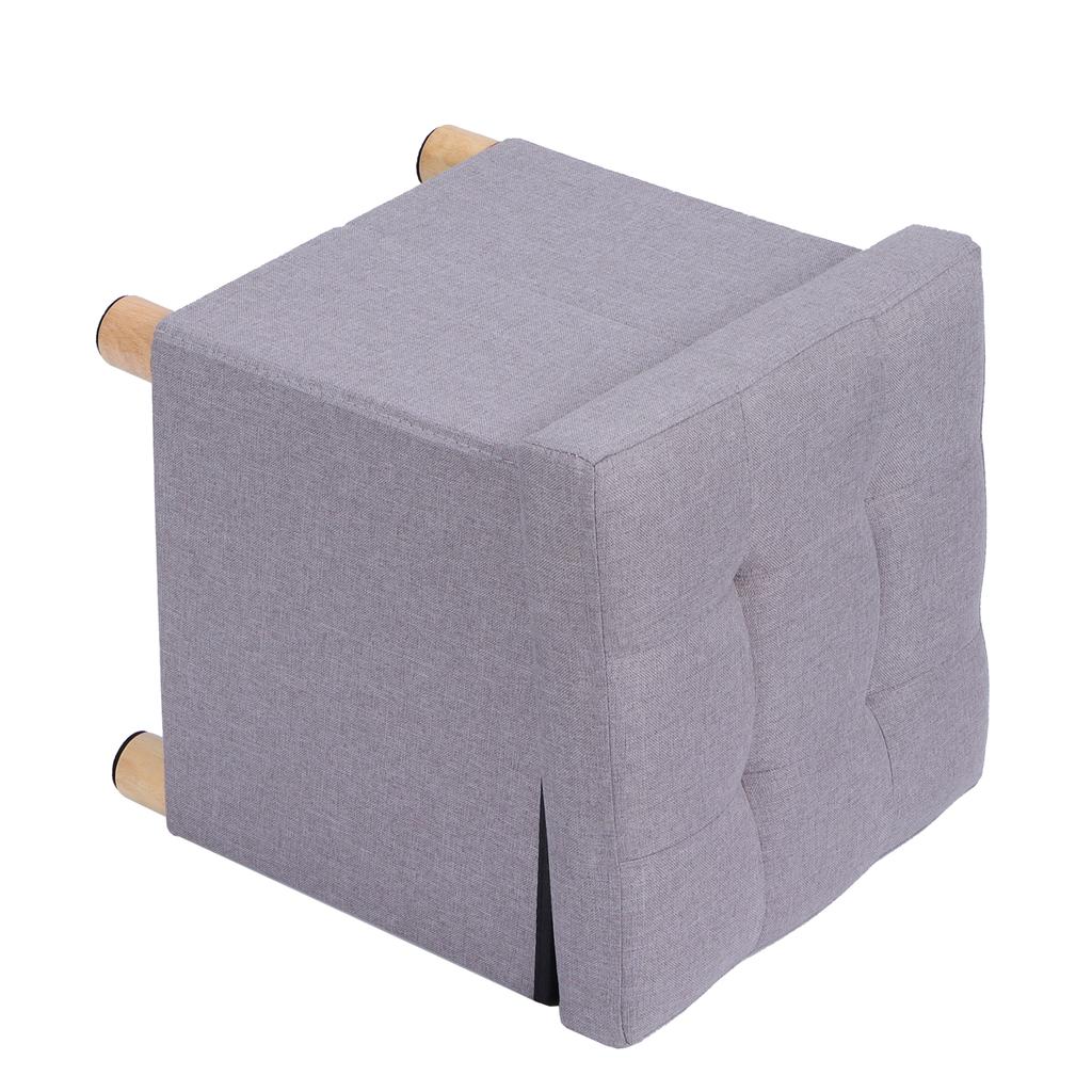 Складной табурет для хранения с квадратными ножками и 4 деревянными ножками и съемной подушкой (Светло-серый)