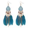 Fashion Fringed Ethnic Style Feather Earrings Retro Personalized Chain Fringed Long Earrings