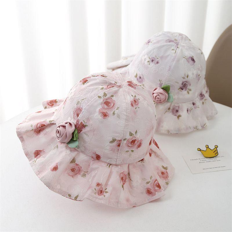 Шляпа Treasure для девочек, весенне-летняя тонкая детская шляпа рыбака, милая принцесса, красивая, детская дошкольная шляпа с цветочным принтом и козырьком
