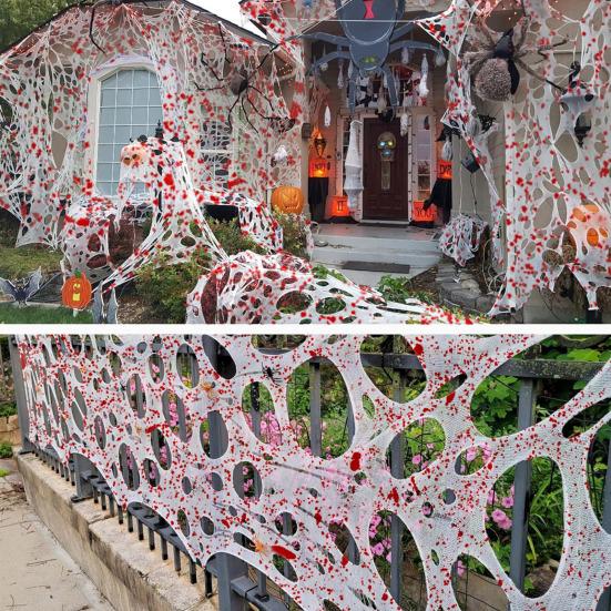 Украшение в виде паутины на Хэллоуин Гигантская эластичная паутина Декор из кровавой марли Имитация паутины Украшение дома с привидениями