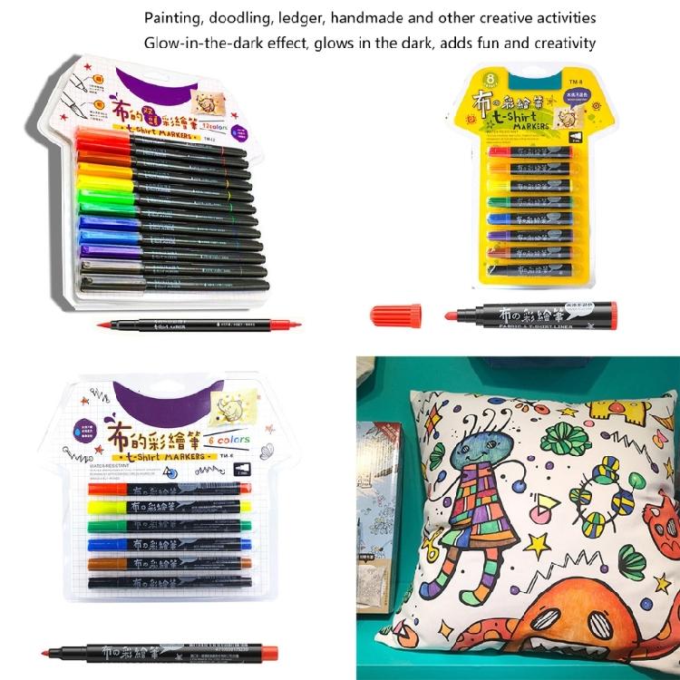 Waterproof Fabric Paint Pen for Coloring Shirts, Jeans, Jackets, Backpacks, Double-Ended Fabric Marker