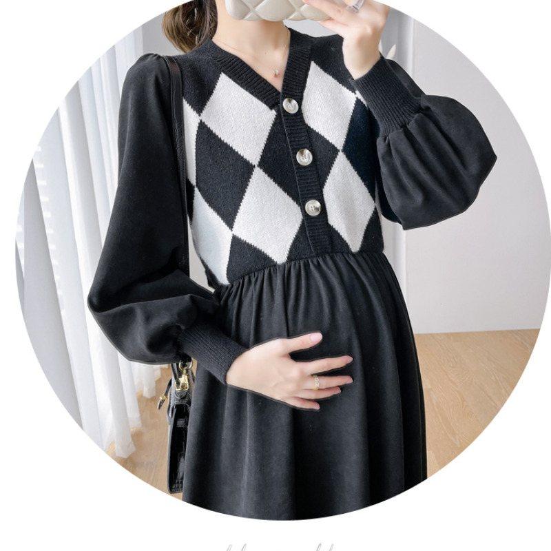 Одежда для беременных, модное тонкое платье большого размера с длинными рукавами, платье для беременных