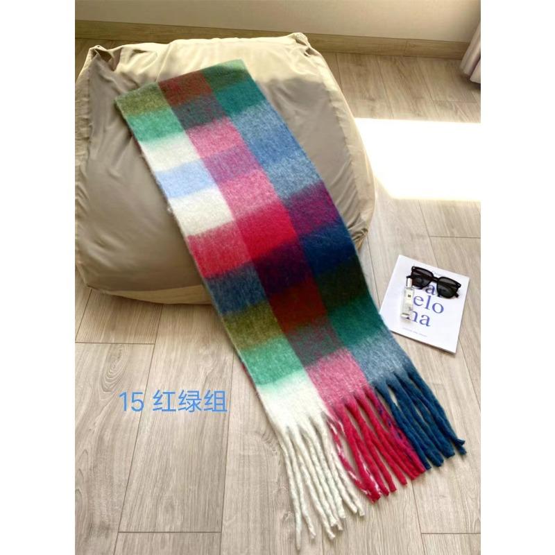 Plaid Scarf Women's Atmosphere Warm New Dry Rose Powder Autumn and Winter White Soft Fringed Shawl Scarf