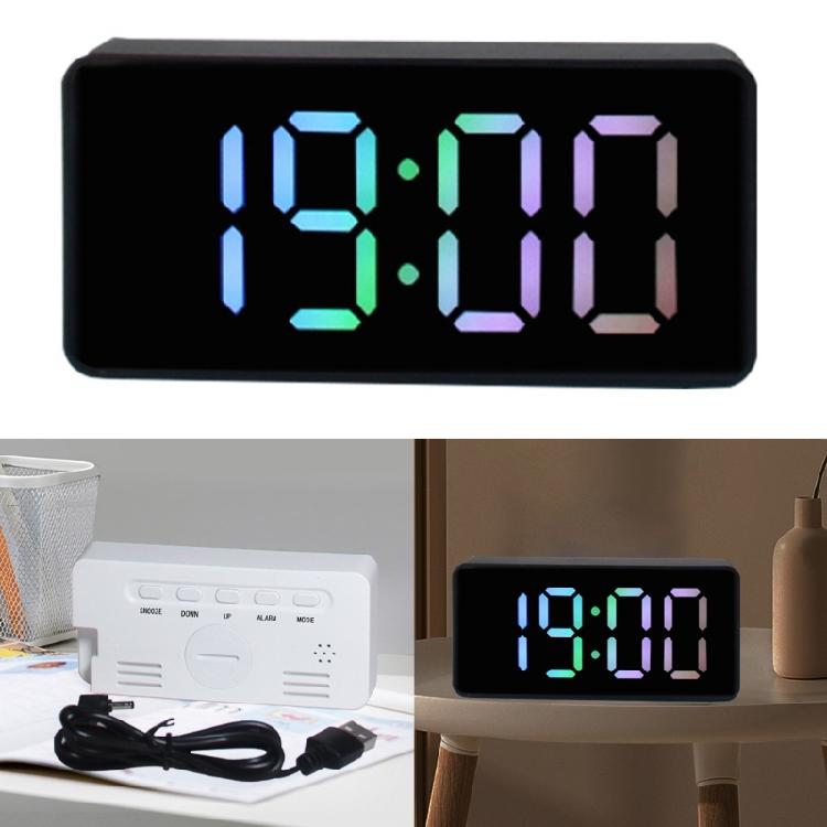 Зеркало для макияжа с часами, светодиодной подсветкой RGB, голосовым будильником, таймером, функцией повтора сигнала через 5 минут и автоматическим диммером