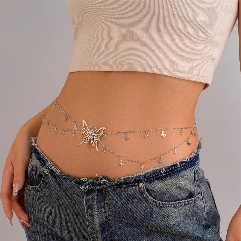 Boho Sexy Hollow Butterfly Taile Belt Belt Chain для женщин Summer Bikini Tassel Подвеска Link Body Jewelry Gift