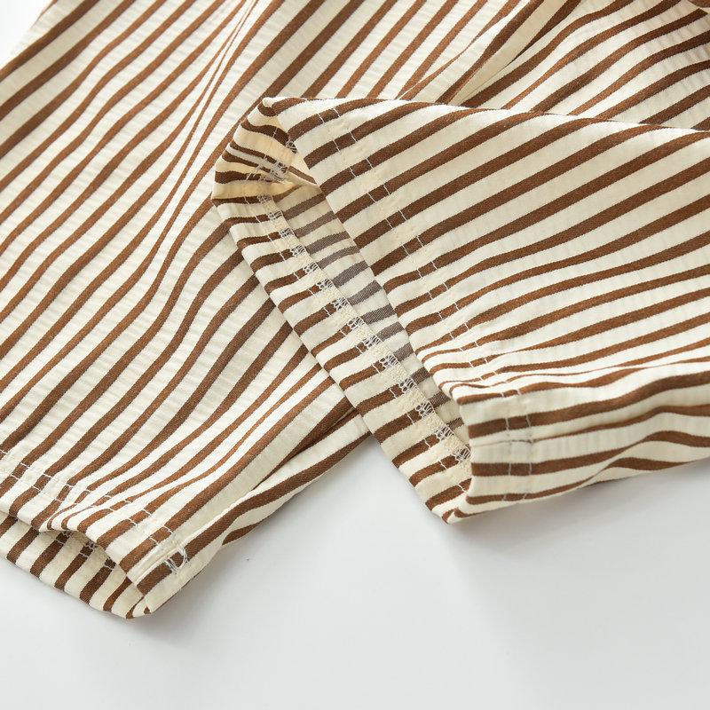 Женские летние повседневные брюки микроклеш в ретро-полоску 2024