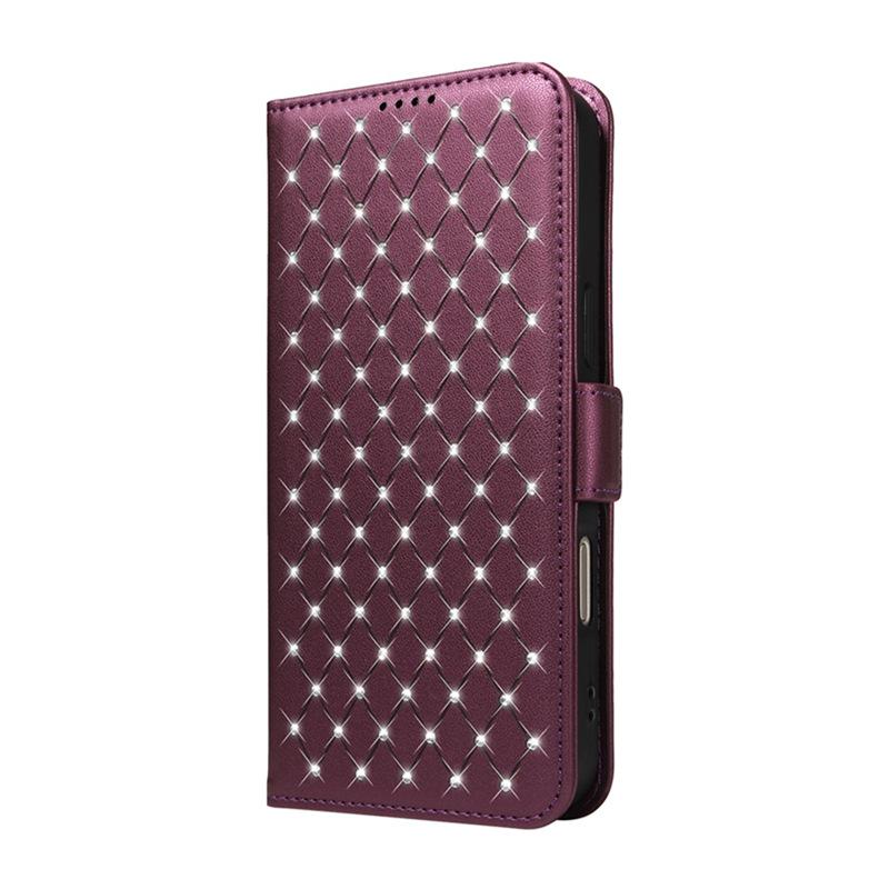 Suitable for Samsung S26 Ultra flip phone case with card slot, A37 5G diamond-studded starry sky protective case