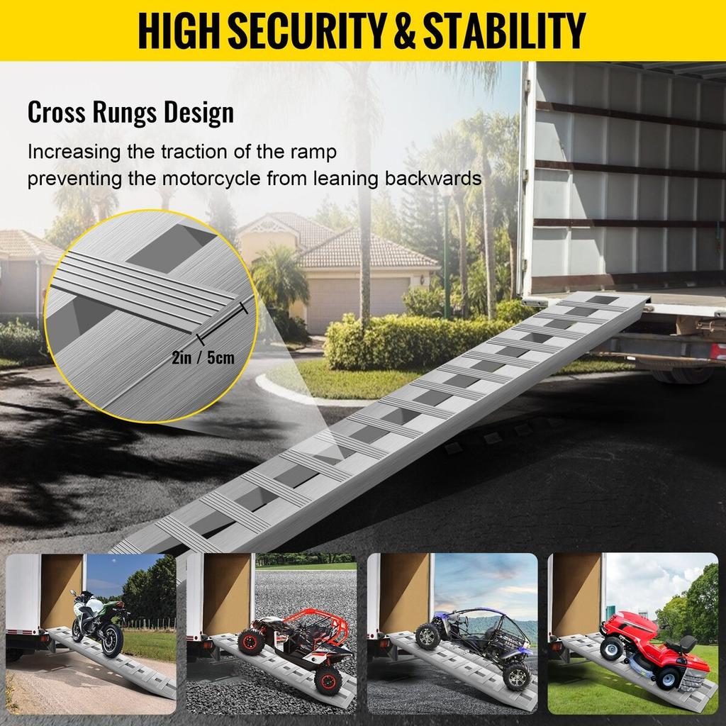 84"x14" Aluminum Loading Ramps 6000Lbs Car Trailer Truck Hook End 1 Pair