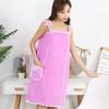 1pc Wearable Bath Towel Absorbent Quick Drying Bathrobe With Pockets Bow Decor Bath Wrap Towel Bathroom Supplies