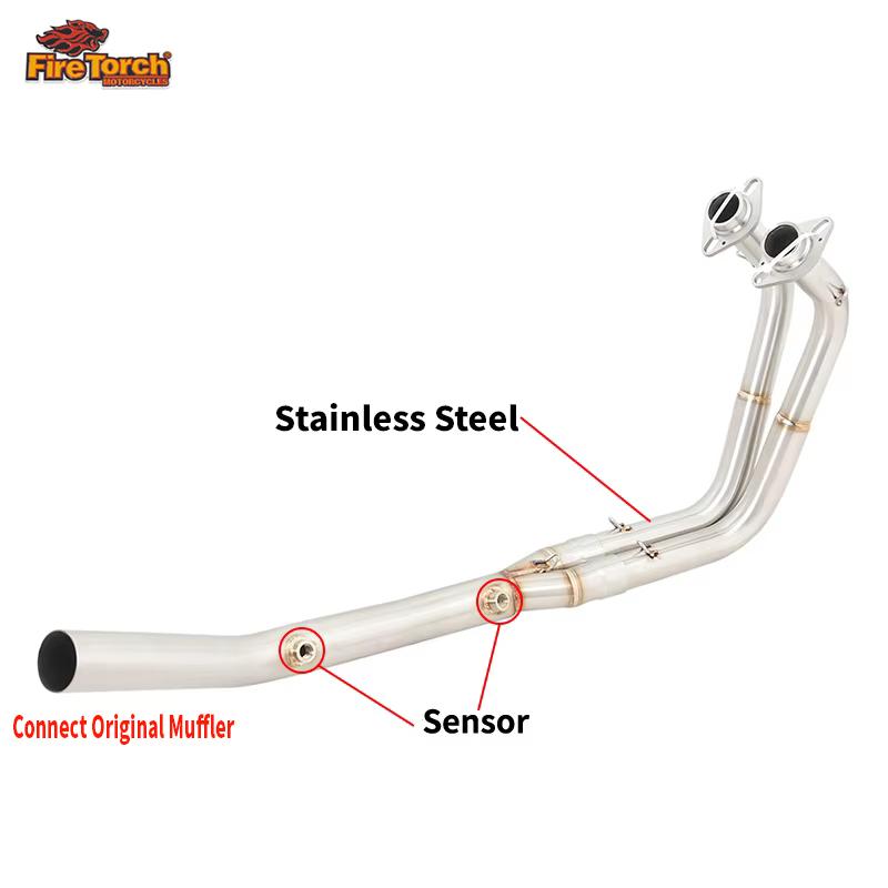 For Kawasaki Ninja 250 400 500 Z250 Z400 Z500 2017 - 2025 Motorcycle Exhaust Escape Moto Systems Front Link Pipe 51mm Muffler