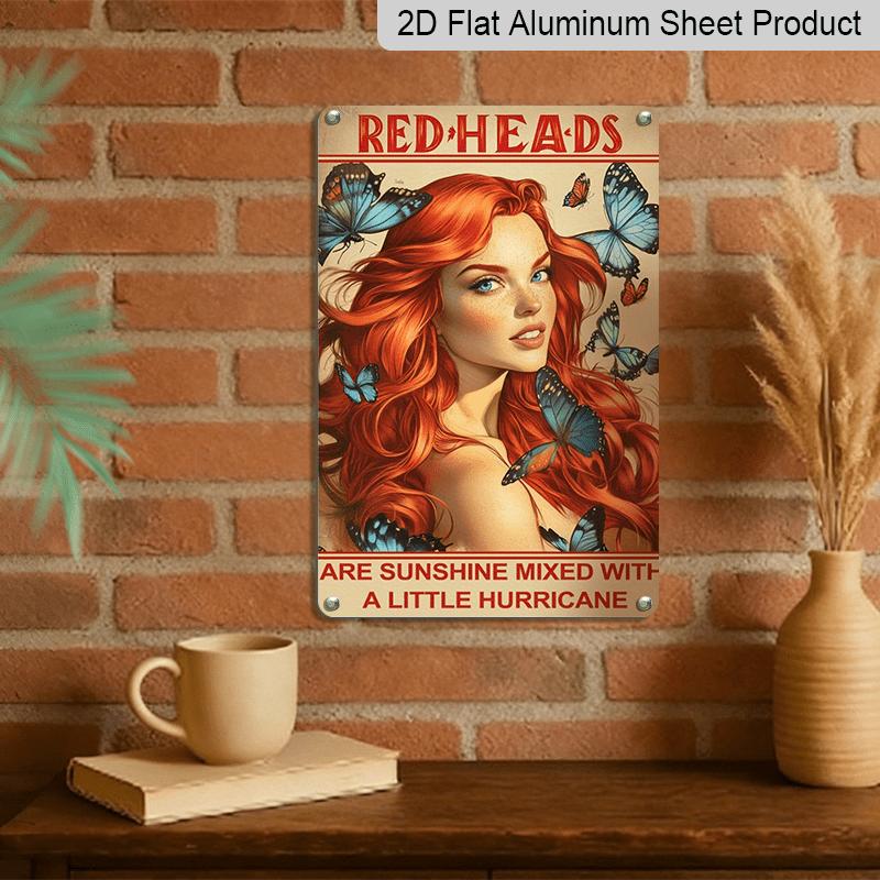2D Flat Redheads Are Sunshine & Hurricane Wall Sign - Empowering Redhair-Themed Aluminum for, Office, or Decor - 8×12 Inch Redhead Pride Decoration