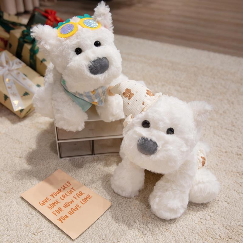 Simulated West Highland White Terrier Plush Dolls Stuffed Cartoon Animal Doll Little Puppy Dog Toys Xmas Gifts