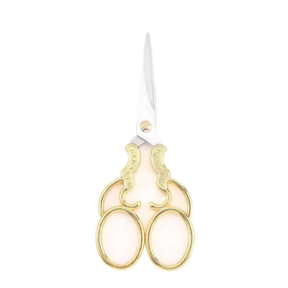 Retro Plum Blossom Stainless Steel Scissors: Perfect for Cross-Stitch, Paper Cutting, and Handmade Crafts.