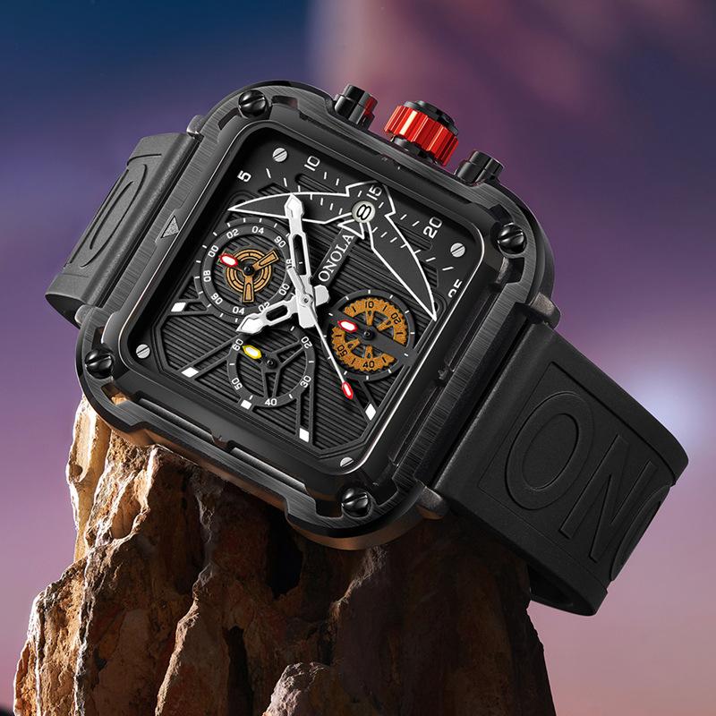 New TOP Brand Luxury Men's Watch With Box Fashionable Square Multifunctional Waterproof Men's Quartz Watches