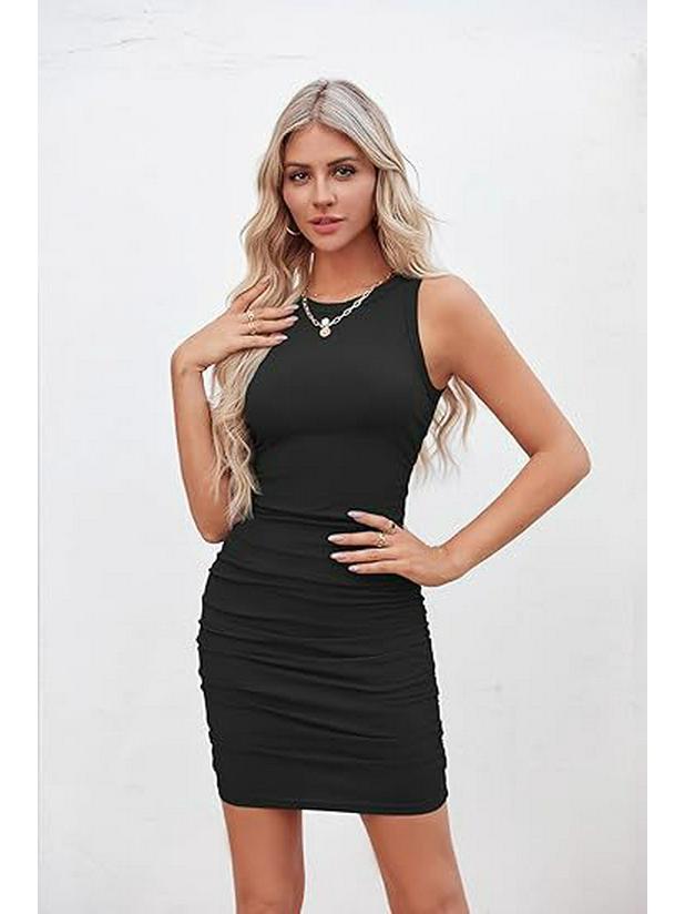 Women's European American Solid Color Slim Fit Wrap Dress