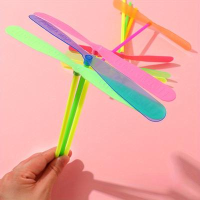 4шт бамбуковая игрушка-вертолет из бамбуковой стрекозы, ручной вертолет из бамбуковой стрекозы, наполнитель для пасхальной корзины, пропеллер для рук, пластиковая игрушка-стрекоза, уличный