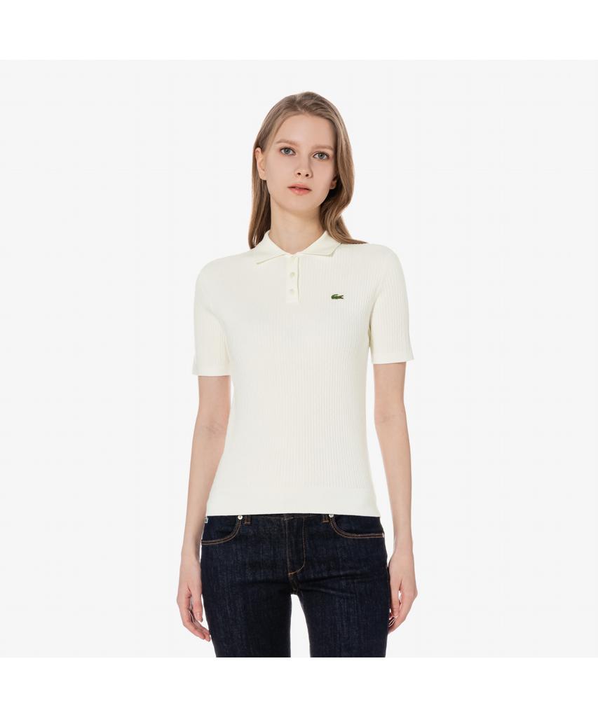 LACOSTE Женский укороченный джемпер-поло с косами, короткий рукав Pf597E-55G 70V