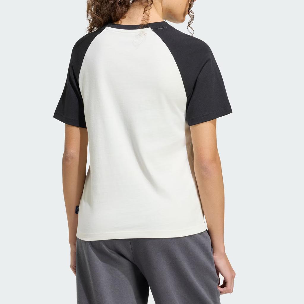 Women's Adidas T Shirts Women's Jade White/Black Crew Neck Moderate