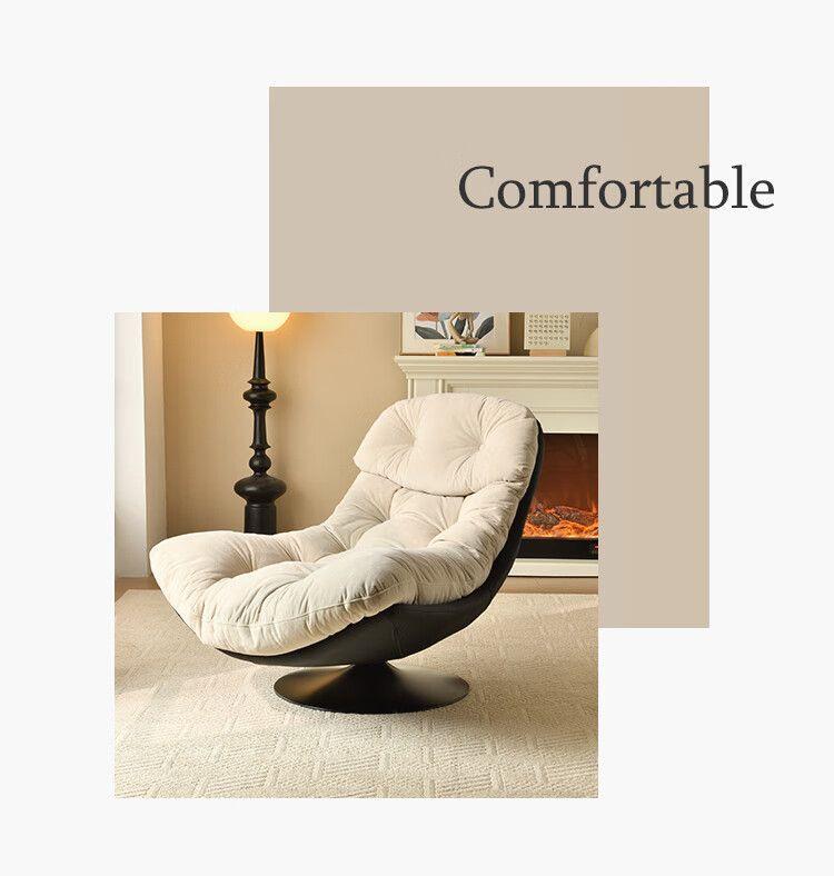 Eggshell Swivel Rocking Chair: Light Luxury Recliner for Living Room or Balcony