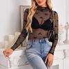 Женские топы с высоким воротником и длинным рукавом, кружевные топы с вышивкой и бантом, блузка на каждый день