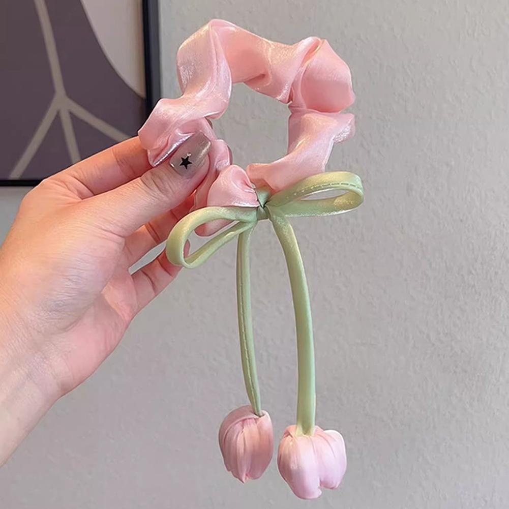 Japanese Korean Style Tulip Scrunchies Sweet Versatile High Grade Hair Ties Handmade Ponytail Hair Accessories
