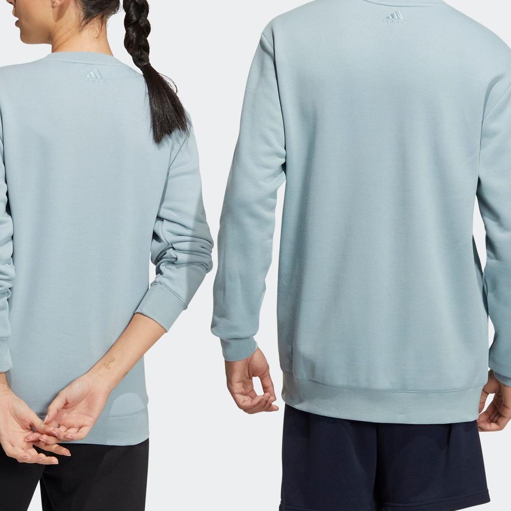 Adidas Китайская толстовка Bos с принтом логотипа бренда, пуловер с круглым вырезом, топы унисекс с длинными рукавами, темно-бирюзовый IB2754