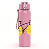 1PC Bicycle Sunflower Floral Print 750ml Color Plastic Sports Water Bottle Leakproof Flip Straw Lid Suitable for Sports Office Home Use