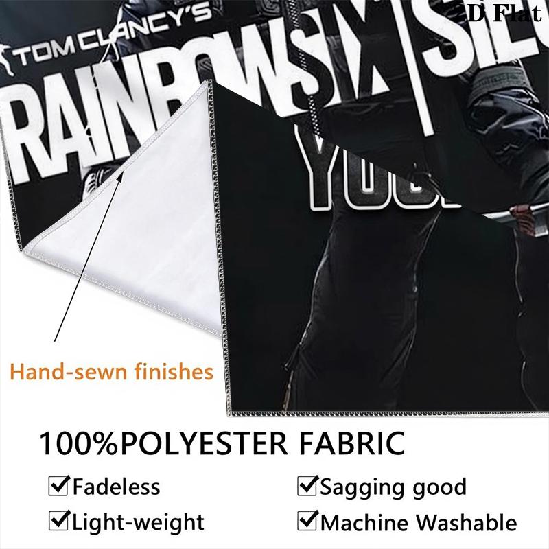 Custom Name Rainbow Six Siege Wall Tapestry Aesthetic Wall Hanging Printed Fabric Blanket Decorative Tapestries for Bedroom Living Room Home Decor