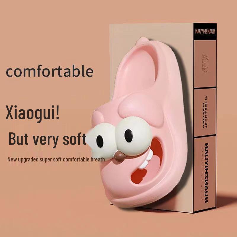 Мультяшные тапочки-собачки с большими глазами для женщин - Лето 2025, с закрытым носком, на толстой подошве