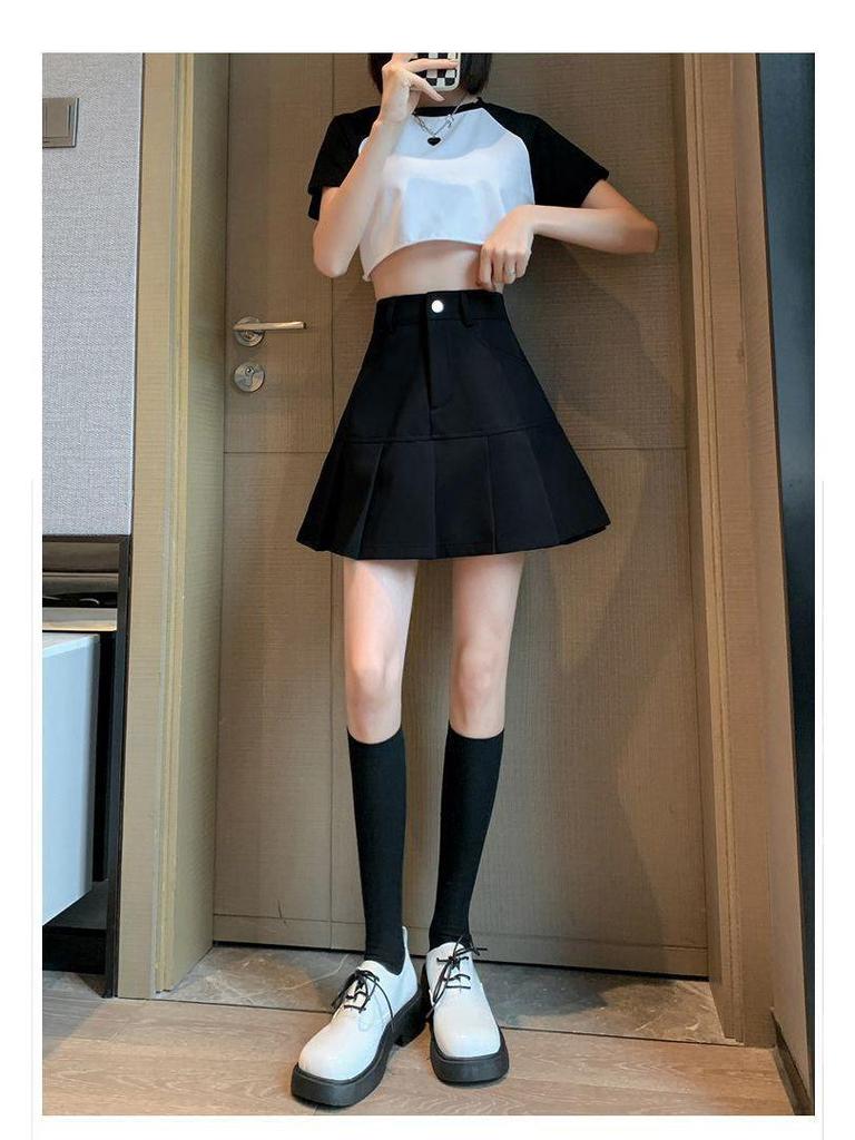 Юбка миди А-силуэта с плиссировкой и хвостом русалки в стиле колледжа 2024 года, маленького размера, с высокой талией