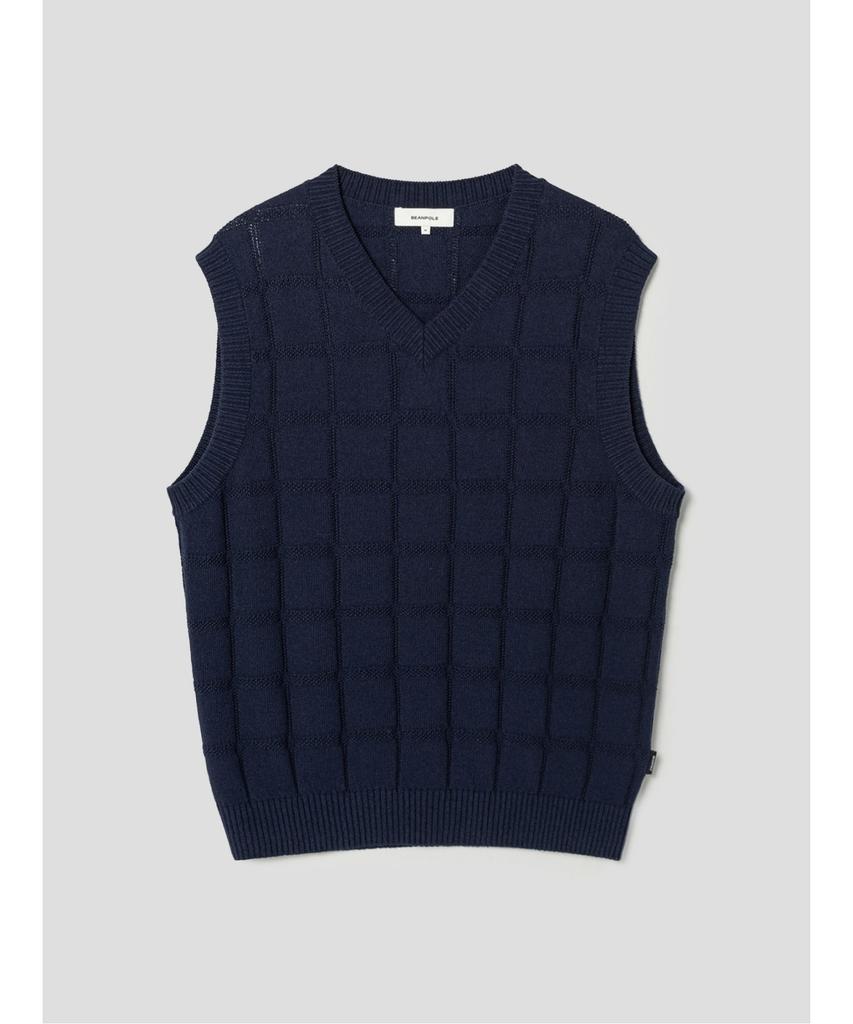 Beanpole Men Grid Check Vest Navy (Bc5351C03R)