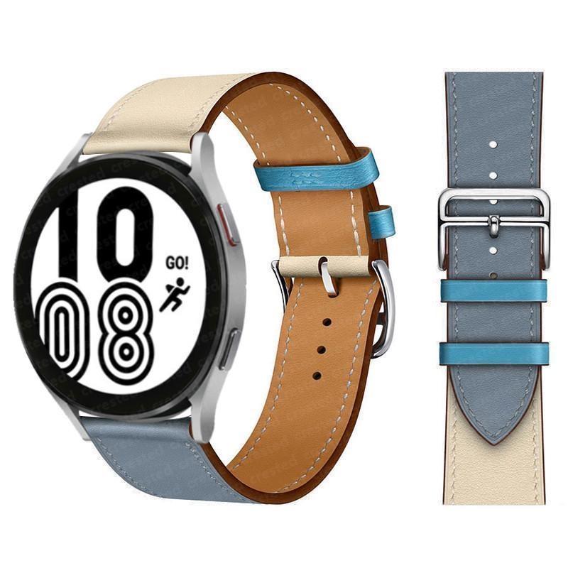 20 22 мм ремешок из натуральной кожи для Samsung Galaxy Watch 6 classic 43 мм 47 мм 5 6 7 FE 4 40 мм 44 мм classic 4 42 мм/46 мм 3 45 мм 41 мм Gear S2 S4 S3