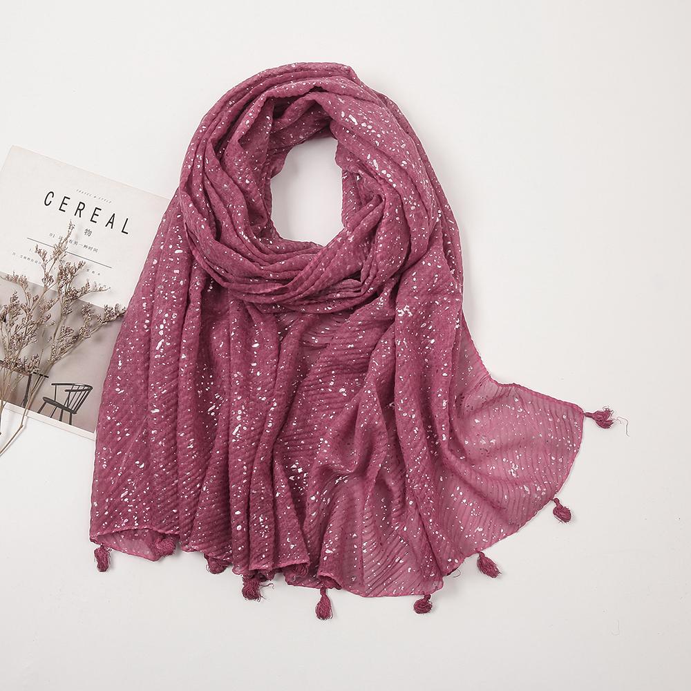 Блестящие мусульманские хиджабы, хлопковый шарф для женщин, большой размер, длинные шали, палантины, обертывания, исламский тюрбан, головной платок 190*85см