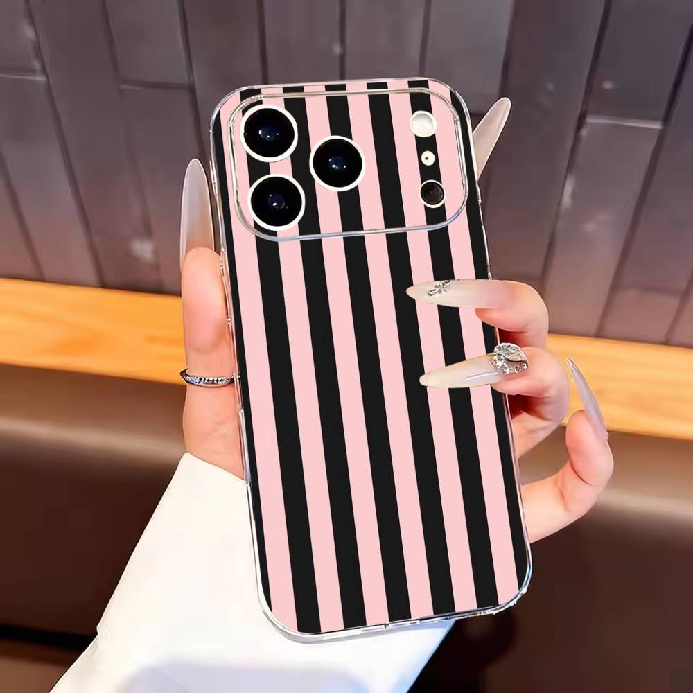 Stripe pattern Phone Case For iPhone17,16,15,14,13,12,11 Plus,Pro Max Soft Transparent Cover
