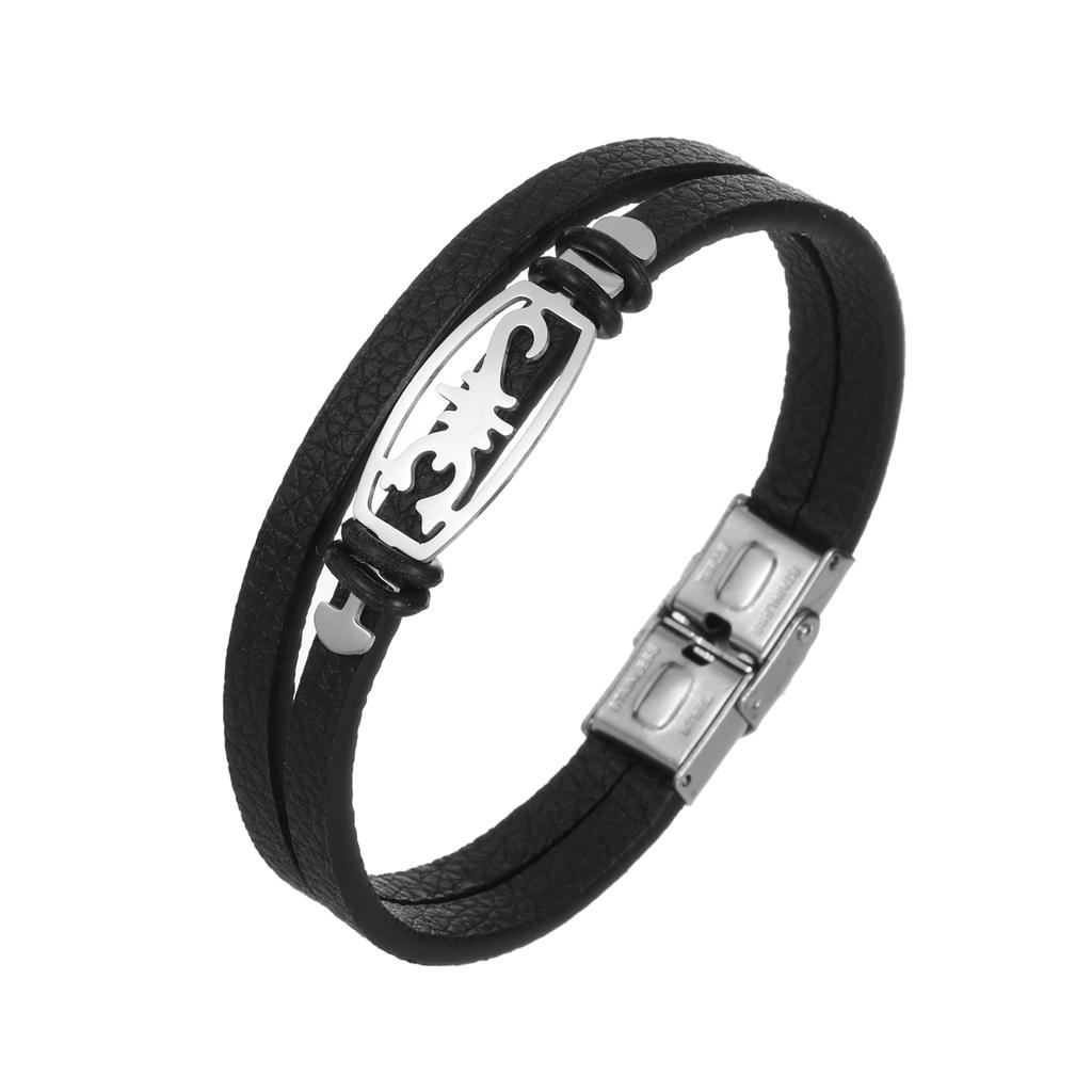Очаровательные ювелирные изделия из нержавеющей стали, кожаный браслет Скорпион для мужчин